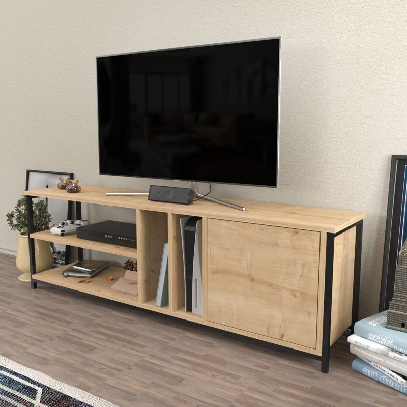 Meuble télé, Beige/noir