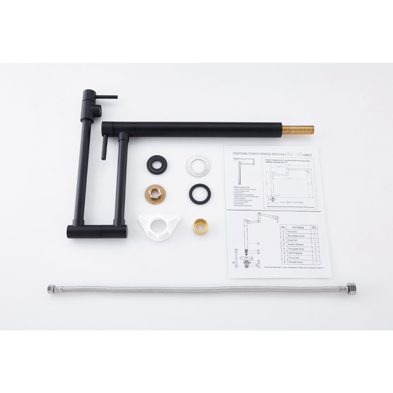 Robinet de remplissage de casserole en laiton noir mat - Conception rotative et pliable à 360 °, poignées doubles pour une distribution d'eau uniforme, revêtement de surface résistant à la corrosion
