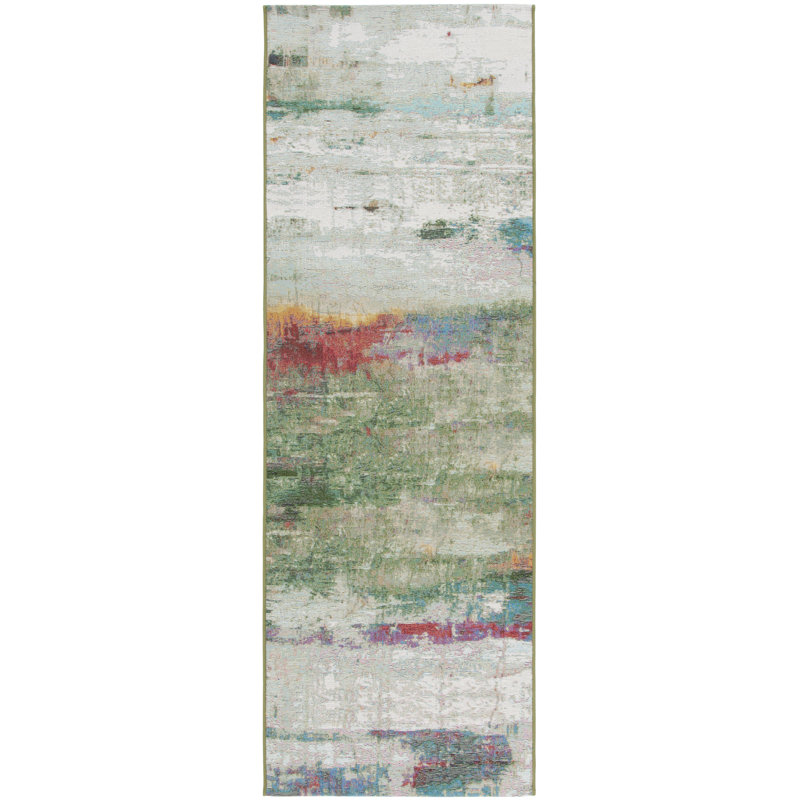 Tapis intérieur / extérieur abstrait Harigan 500 Performance, Tapis de couloir 2 pi 8 po x 8 pi