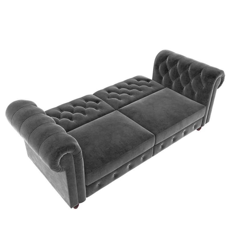 Dimmitt 3 Seater Velvet Sofa, Gray Velvet