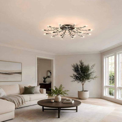 Modern Crystal Branch Flush Mount Ceiling Light 18-Light