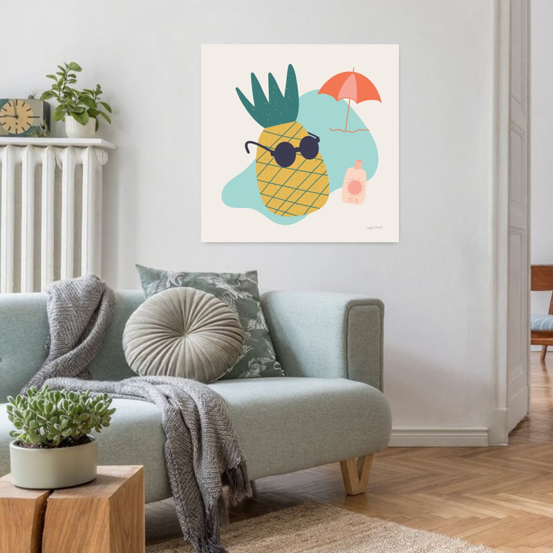 Sunny Ananas I, art tropical, H 32 po x l 32 po