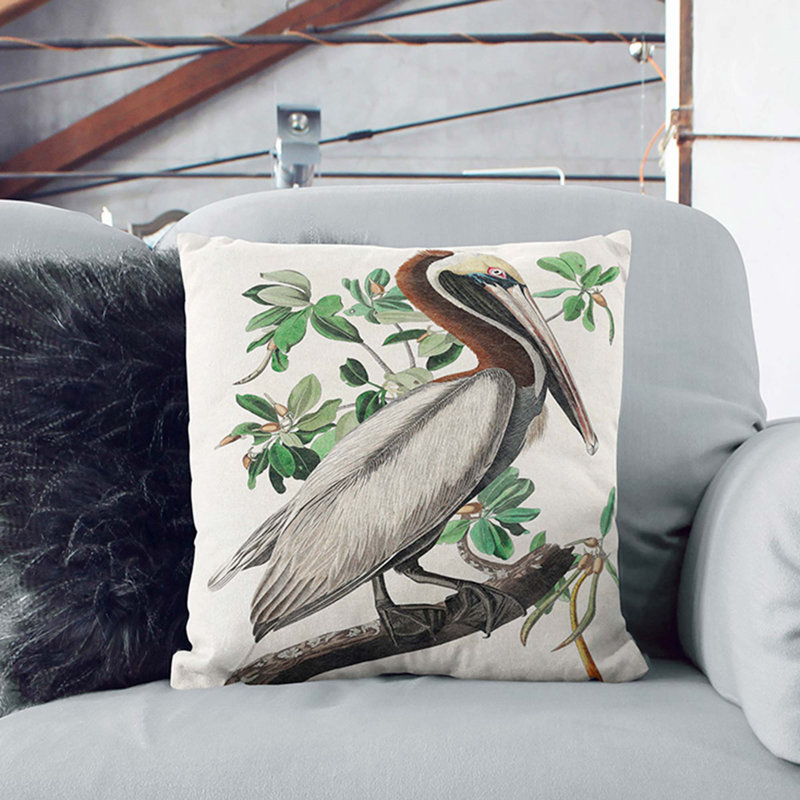 Brown Pelican Square Throw Cushion, 55cm H x 55cm W x 20cm D