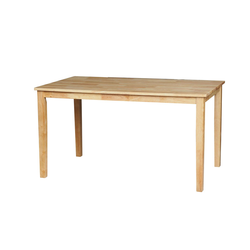 Ensemble de salle à manger en chêne naturel avec table rectangulaire et quatre chaises à dossier en lattes, Marron clair