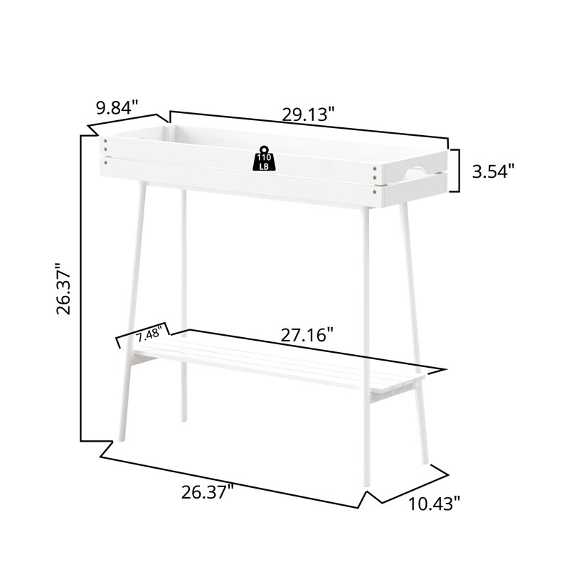 Wane Plant Table Indoor, 2 Tier Bamboo Plant Stand, White