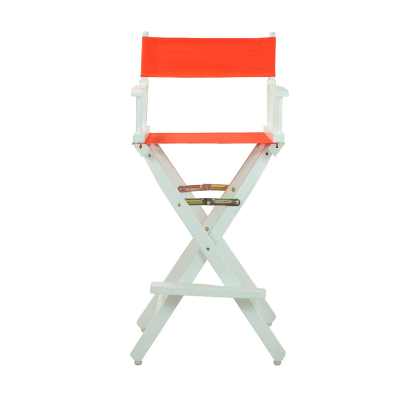 30" Folding Director Chair with Canvas, Orange, White