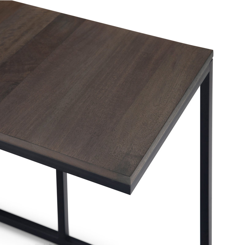 Ward 28" Warm Gray Solid Mango Wood & Metal Industrial C Side Table