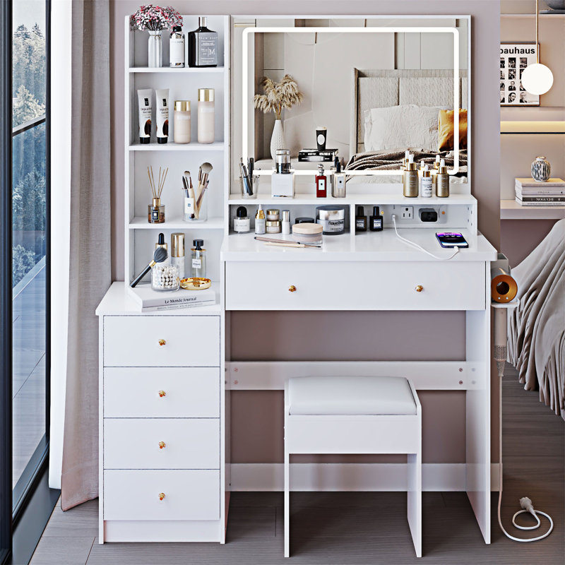 Ensemble de coiffeuse maquillage, Blanc