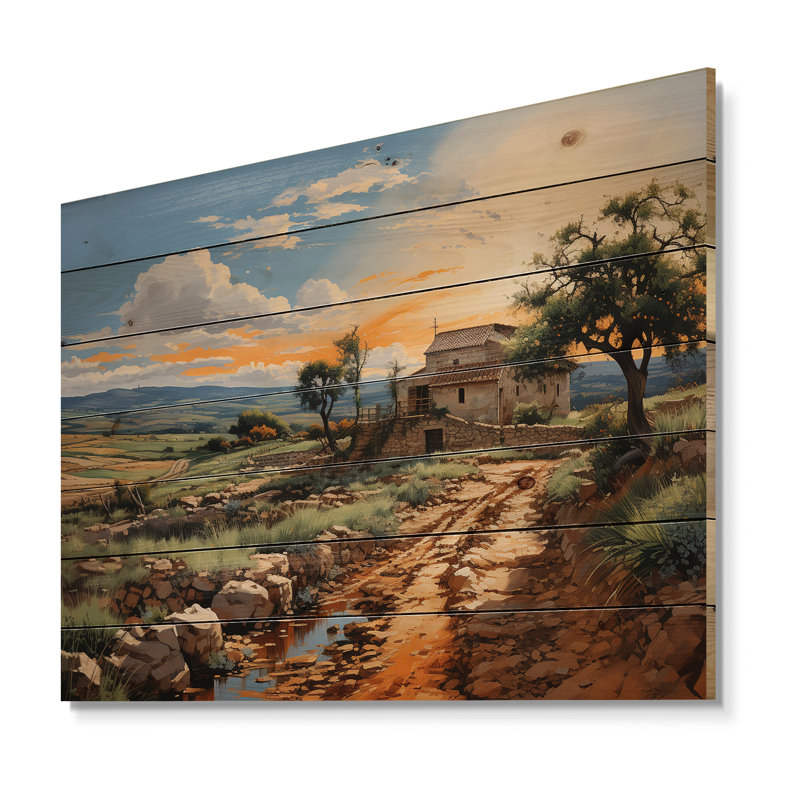 Italie, campagne sicilienne I sur impression sur bois, H 10 po x l 20 po x P 0,78 po