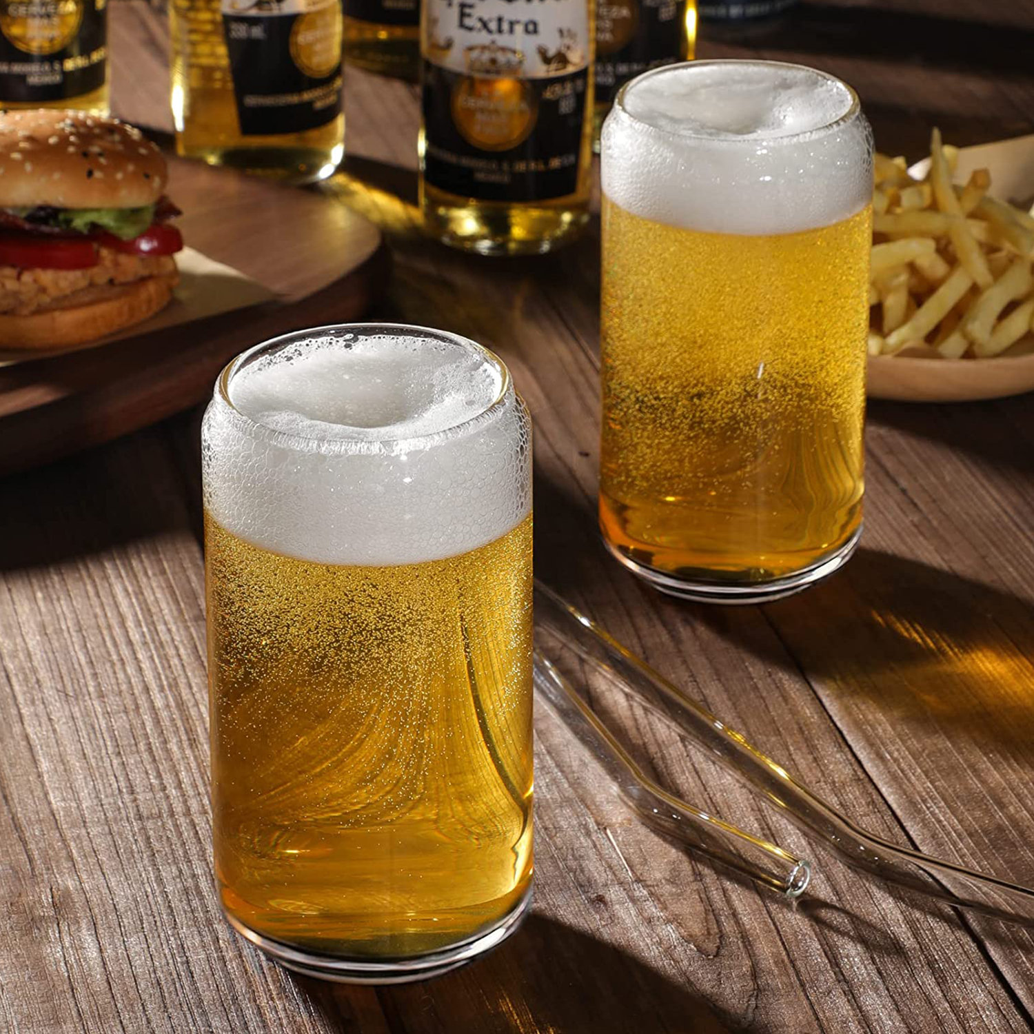 Large Beer Glasses, 2PCS Can Shaped Drinking Glasses Bubble/ Boba Tea Cup  Tumbler for Any Drink and Any Occasion 