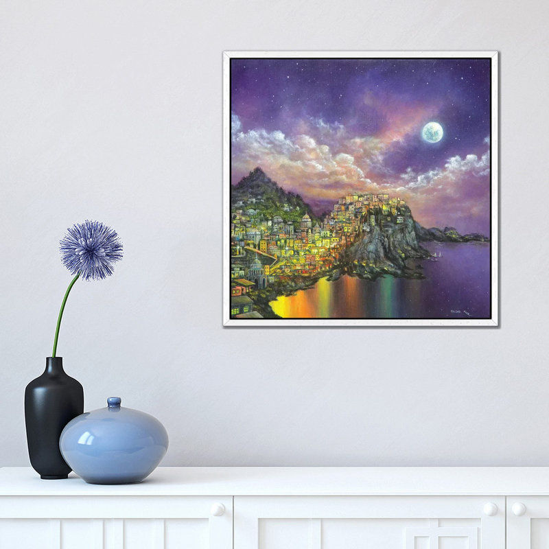City On A Hill by ColorByFeliks - Print on Canvas, 45.72 cm H x 45.72 cm W, White Framed