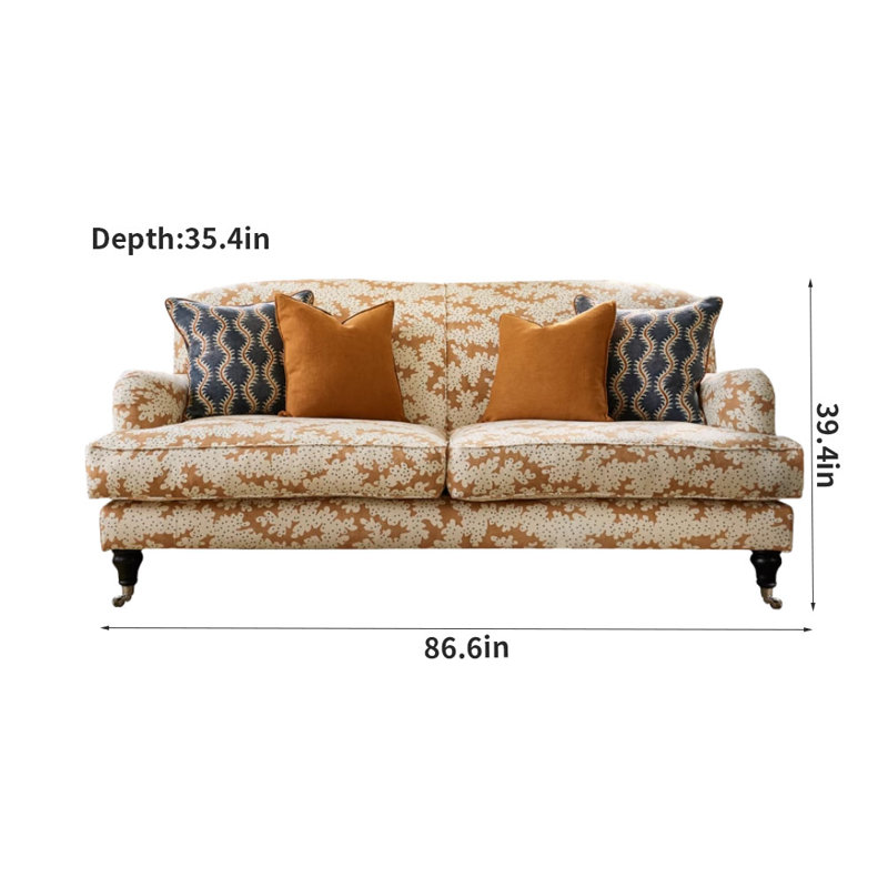 Simple Creative Printed Sofa 86.6'' Upholstered Sofa