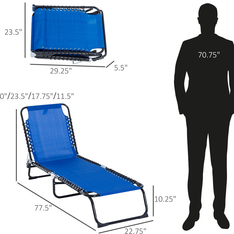 Breathable Mesh Camping Seat: 4 Reclining Folding Outdoor - Dark Blue Yard Chair: Foldable With