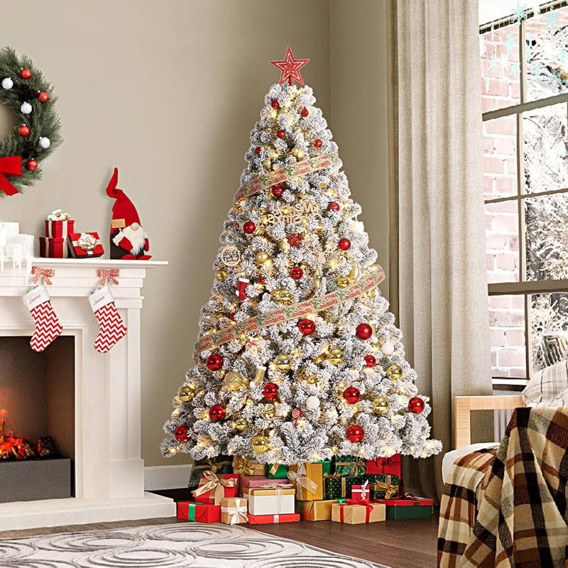 Lighted Artificial Christmas Tree, 7.5' H