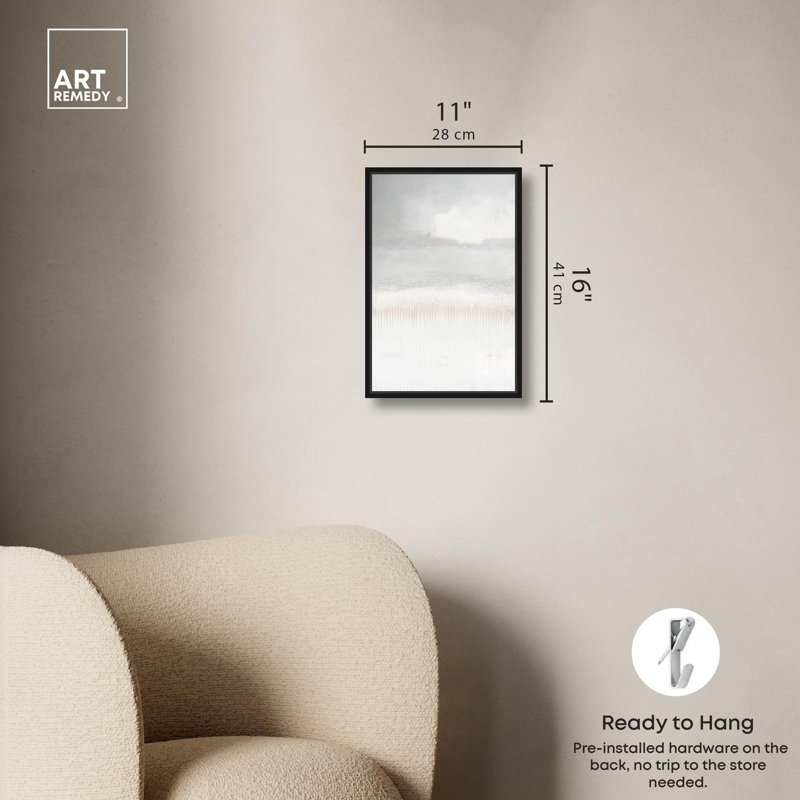 "Textures of Tranquility I", art abstrait sur toile par Art Remedy, Cadre noir, H 16 po x l 11 po