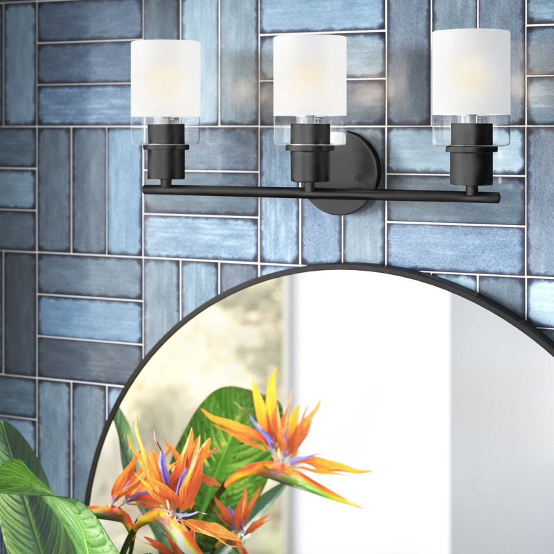 Éclairage pour meuble-lavabo à intensité variable Amierah, Noir mat, 2 lumières