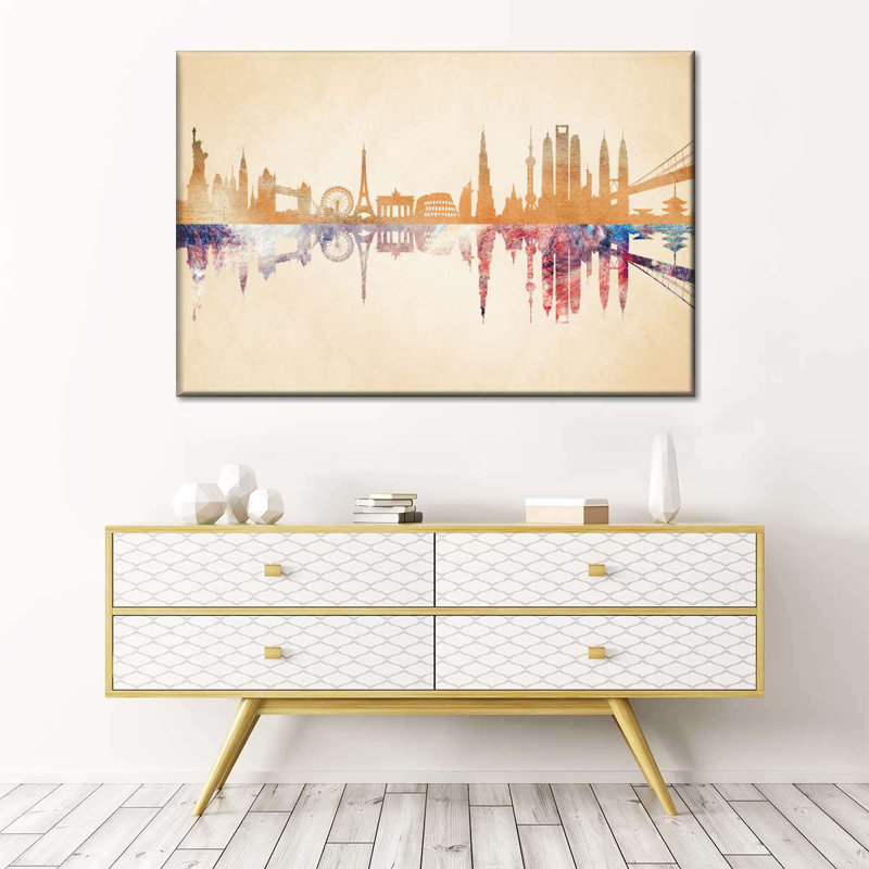 " World Landmarks Reflection " Print, 36" H x 24" W x 1.25" D