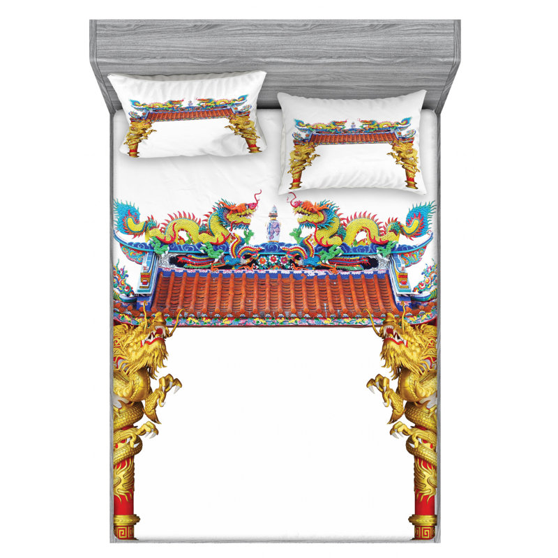 Dragon Microfiber Sheet Set, Queen Sheet Set + Fitted Sheet + 2 Pillowcases