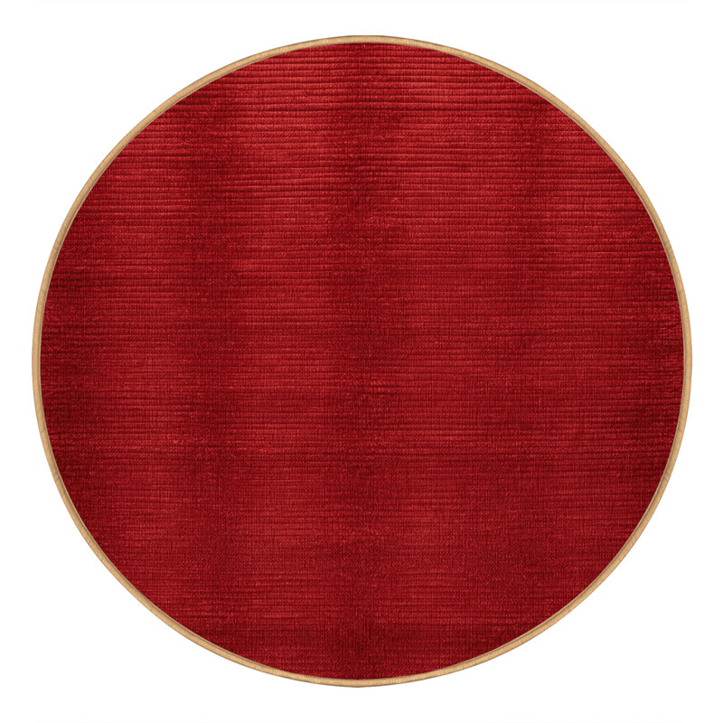 Machine Washable Solid Red Area Rug, Round 7'