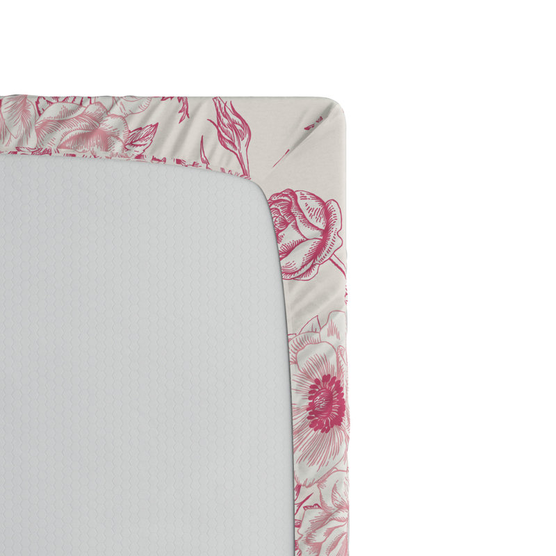 Microfiber Flower Fitted Sheet, Flower 2, Queen Fitted Sheet