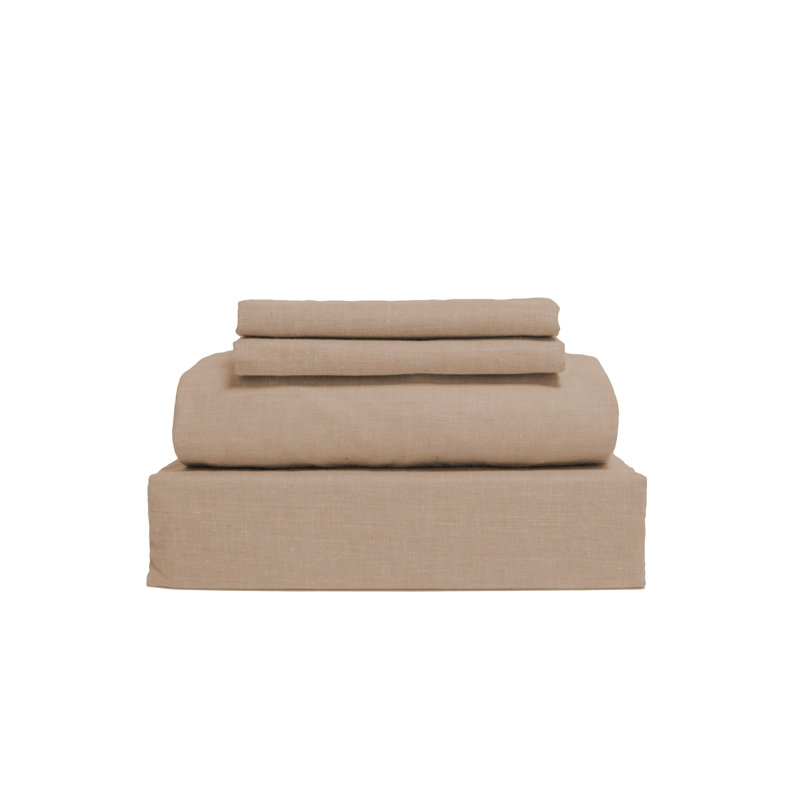100% Cotton Standard Sheet Set, Queen Sheet Set + 2 Standard Pillowcases, Beige