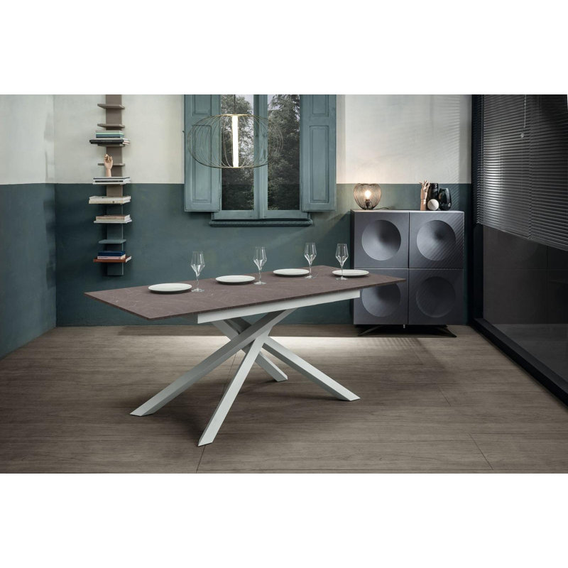 Daequon Extendable Oak Rectangular Dining Table, Anthracite, White