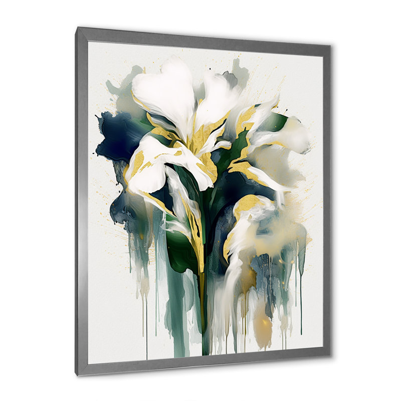 " Green Impression Of Iris ", Silver Picture Framed, 40" H x 30" W x 1" D