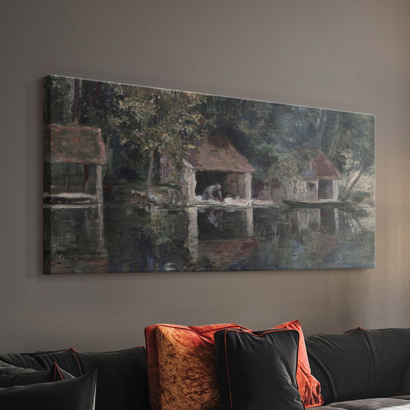 Paysage, série Dxxxiv, toile tendue avec châssis, prête à être accrochée, H 16 po x l 32 po