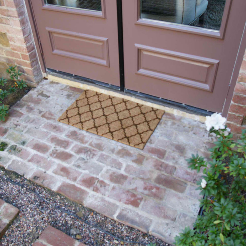Wendler Non-Slip Geometric Outdoor Doormat, Brown