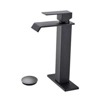 Robinet de lavabo de salle de bain à poignée simple avec bonde escamotable Waterfall