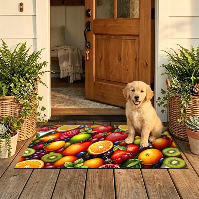  Non-Slip Indoor Outdoor Door Mat, 24"x36",Colorful Mixed Fruits
