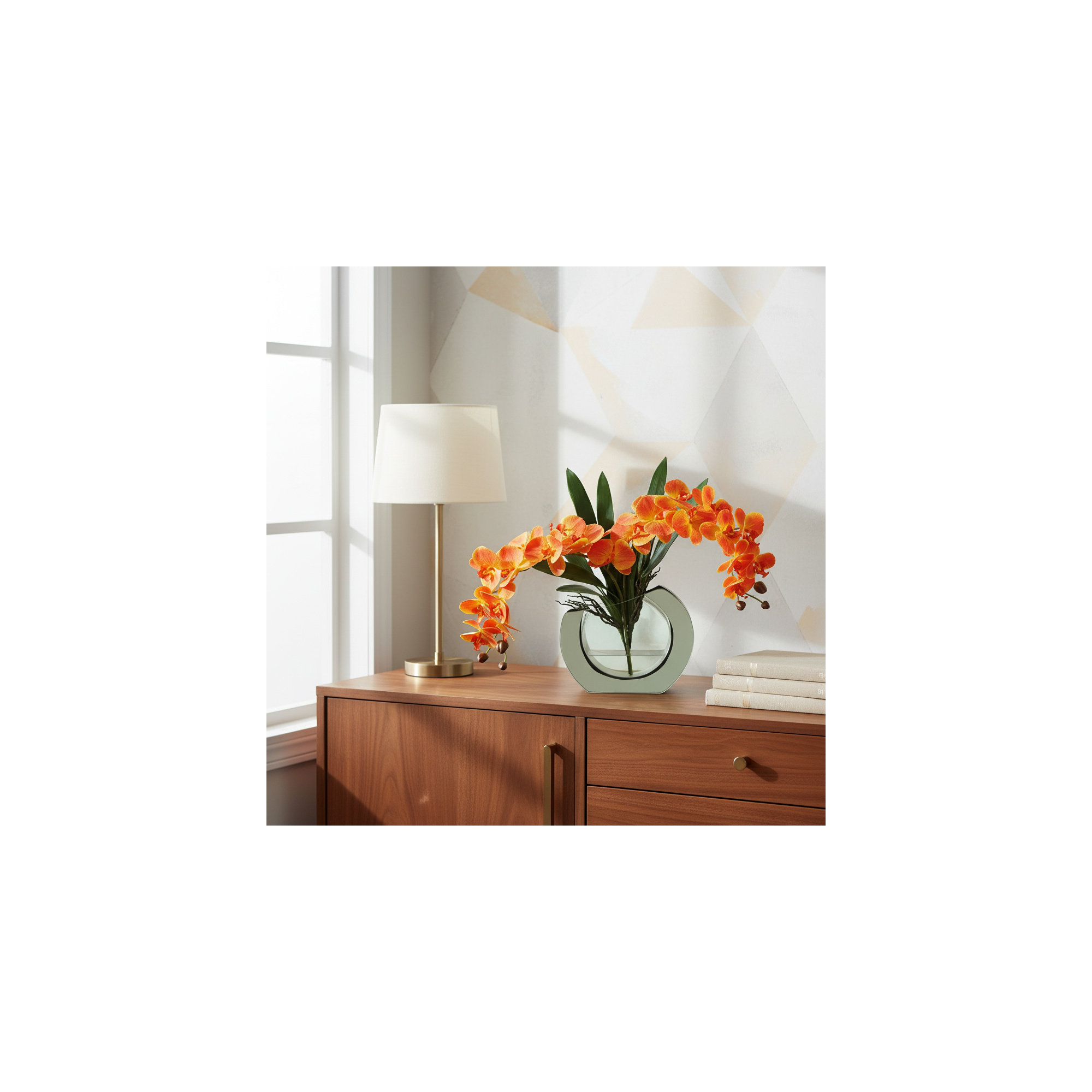 Orchid Floral Arrangement in Vase, Orange