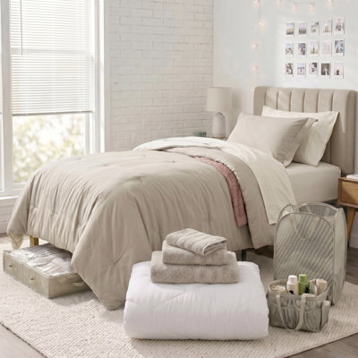 Ensemble de literie de chambre à coucher pour lit simple et essentiels 14 personnes avec tête de lit roulée AMYX