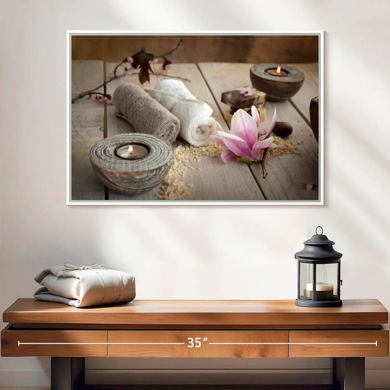 Spa tranquillité, Cadre flottant blanc, 25 po x 17 po