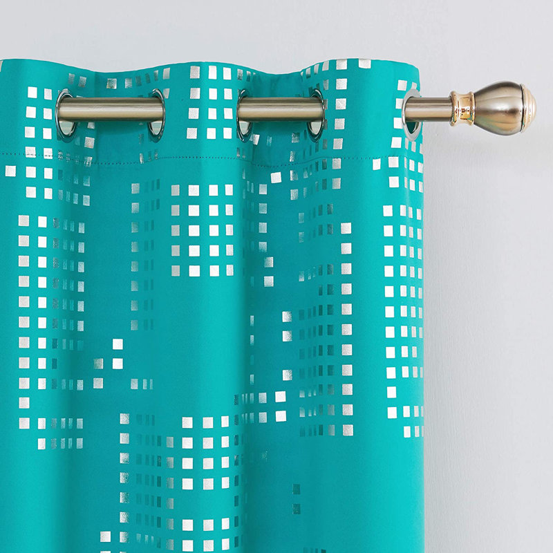 Carmacmoin Room Darkening Curtain Pair, Turquoise, 38" W x 84" L