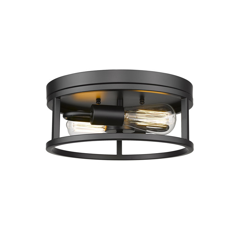 Plafonnier encastré rond en fer 2 lumières Transitional, Noir, noir, noir, noir
