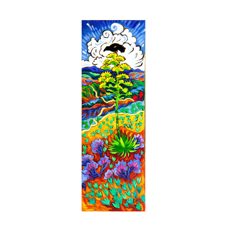 «The Watcher» par Cathy Carey - peinture sur toile tendue, H 19 po x l 6 po x P 2 po