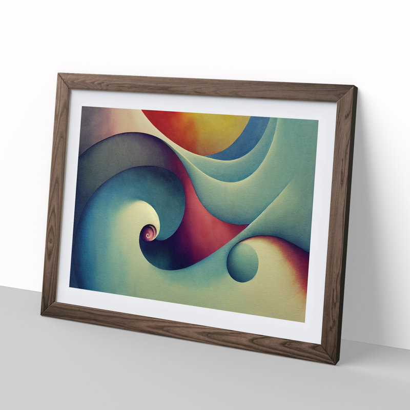 XH1022-6092X Modern Fractal Vol.4 Abstract - Single Picture Frame Print, 46cm H x 64cm W x 2cm D, Walnut