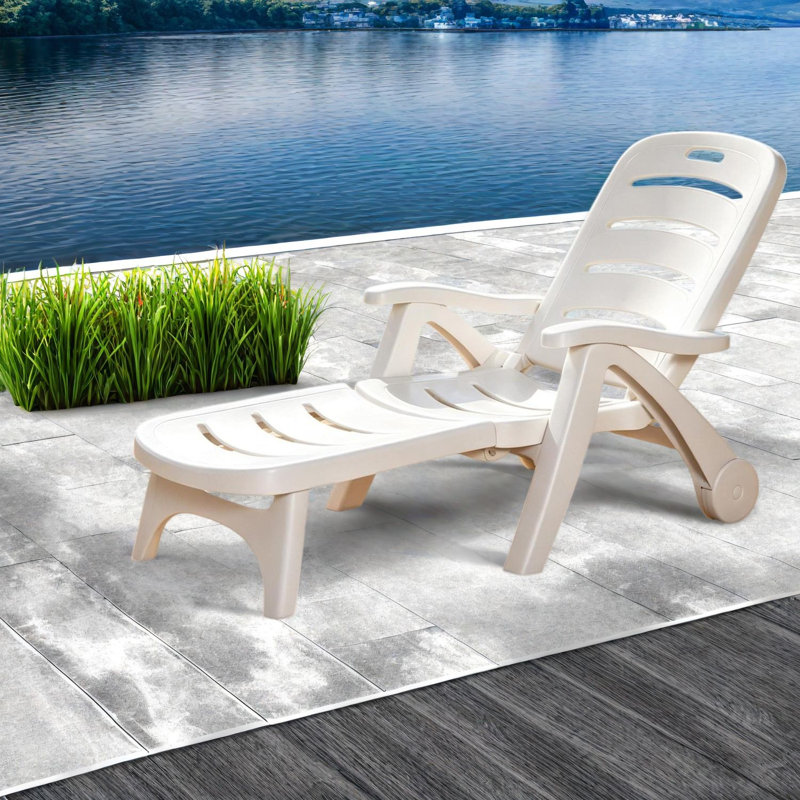 Chaises longues de patio portatives, chaise de piscine moderne réglable en polypropylène