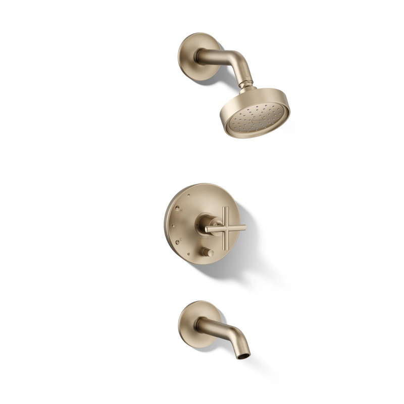Purist Tub and Shower Faucet, Vibrant Brushed Bronze, Cross