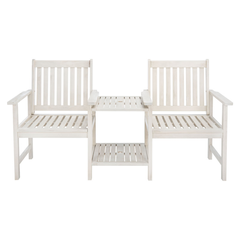 Banc en bois tête-à-tête en bois, Blanc