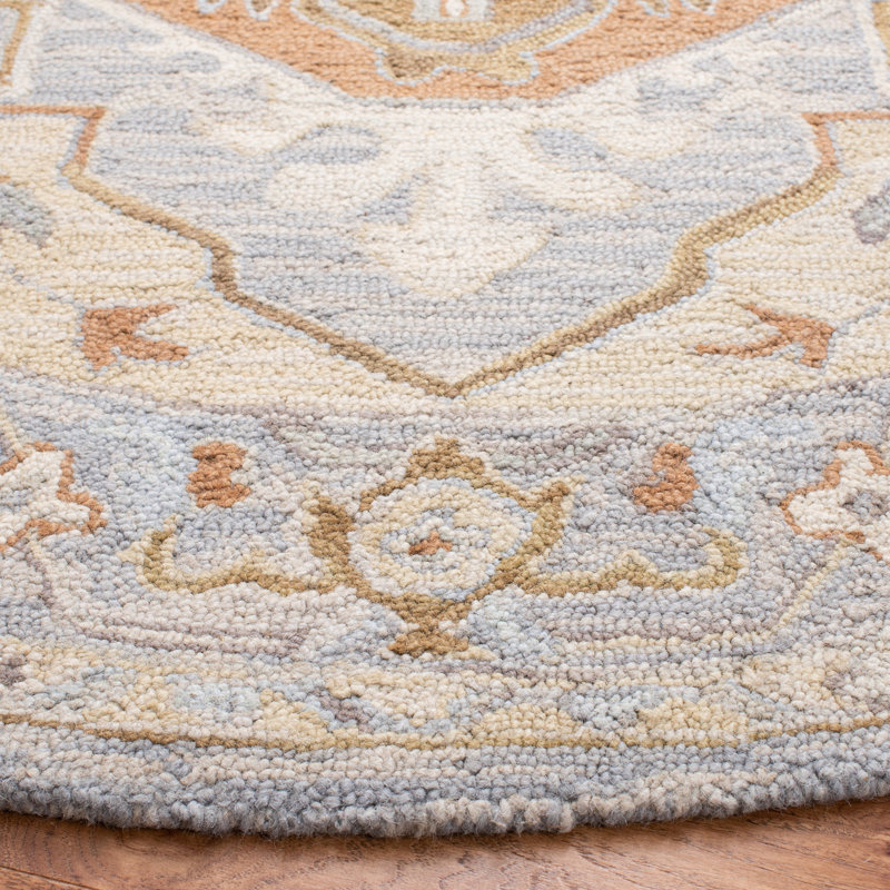 Falman Hand Loomed Wool/Cotton/Latex Oriental Rug in Gray/Beige, Rectangle 5' x 8'