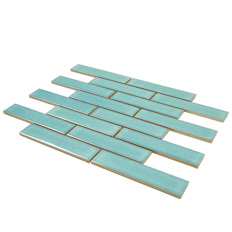 1.3" x 5.7" Porcelain Brick Joint Mosaic Wall & Floor Tile, Green