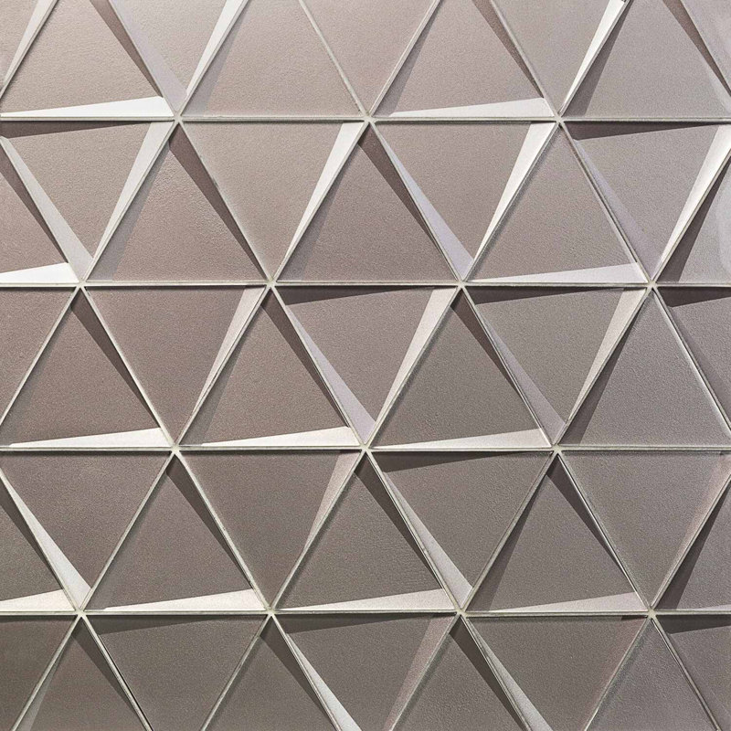 Remington 6” Triangle 3D Glass Mosaic Tile, Sepia Gray