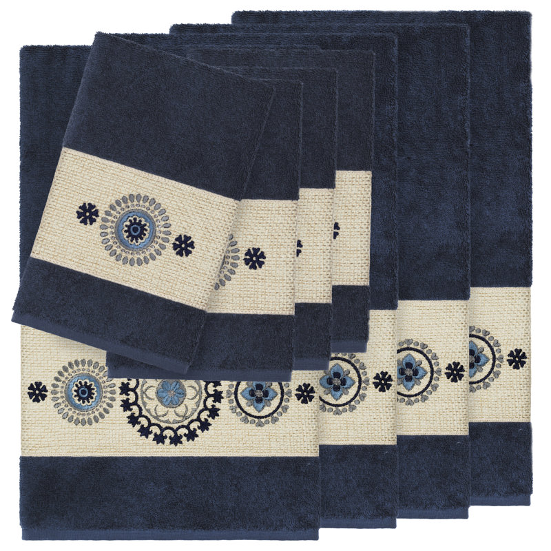 Ensemble de serviettes 8 pièces Isabella 100% coton turc Isabella, Bleu minuit