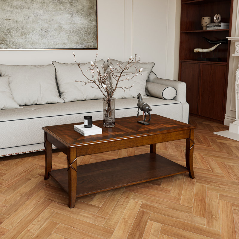 LUMERA Collection Waneta American Vintage Rectangular Cocktail Table Coffee Table with Storage