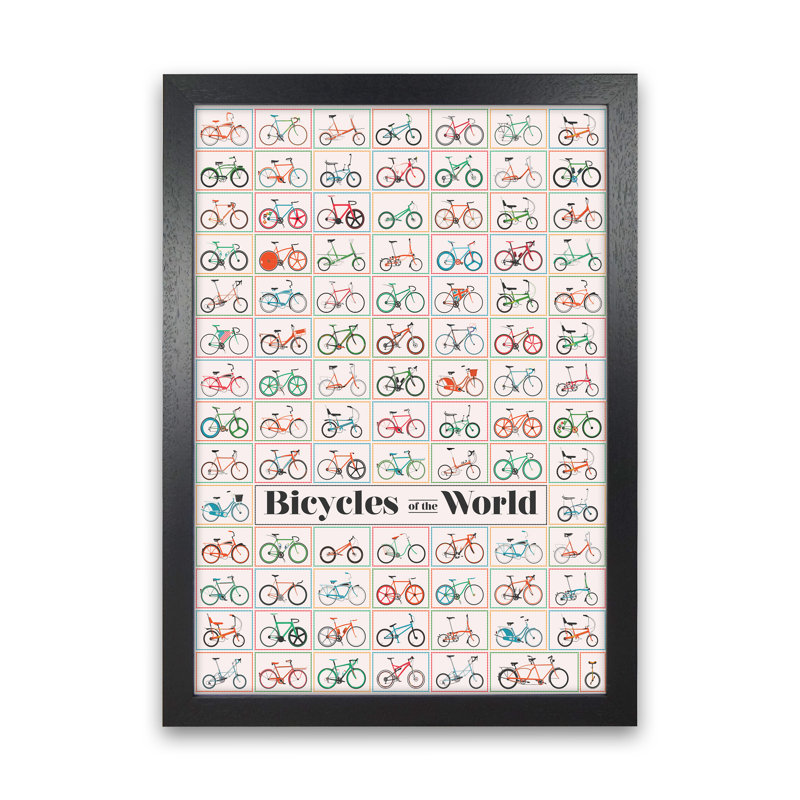 Bicycle Of The World - Print, 42cm H x 30cm W x 3cm D, Black Framed