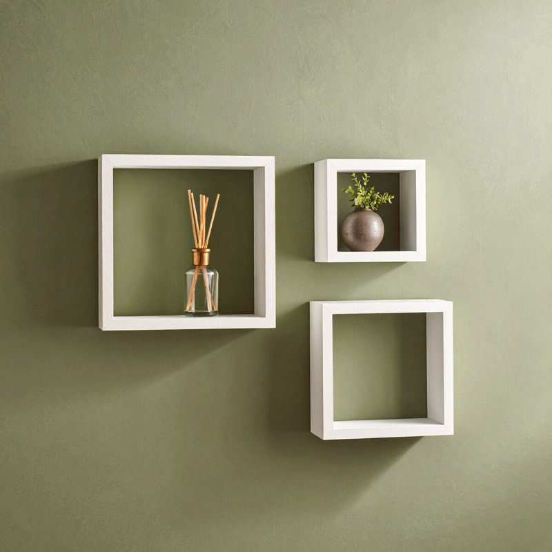Natalia 3 Piece Square Floating Shelf, White
