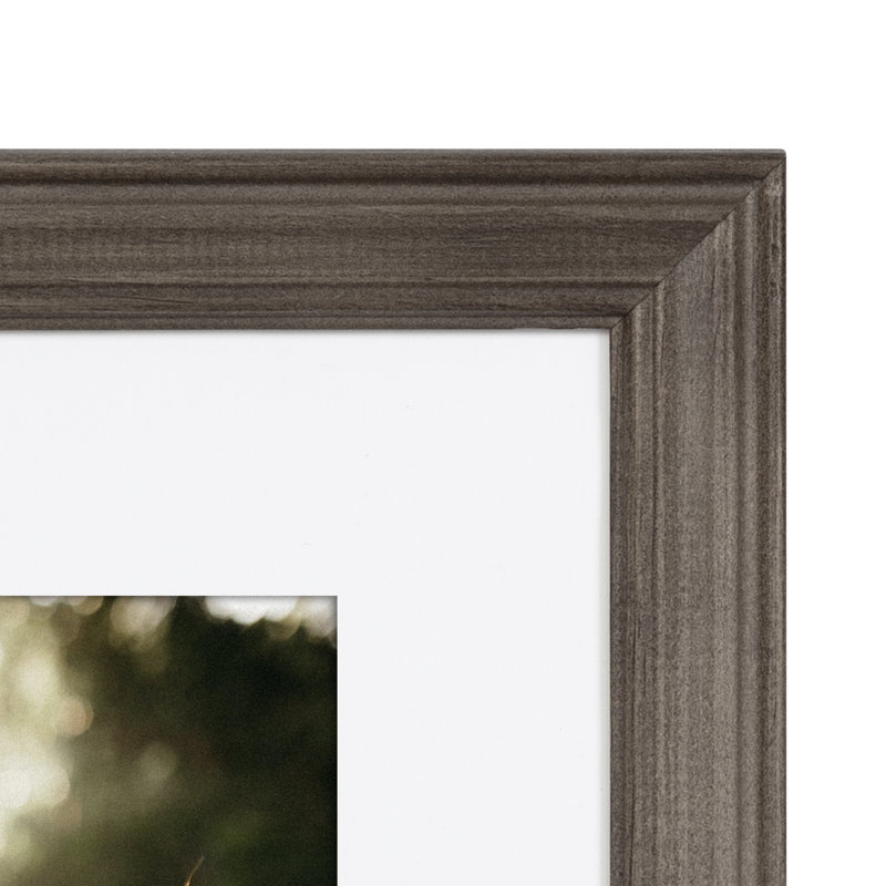 Helf Wood Beveled Picture Frame - Set of 10 with Mat, Gray