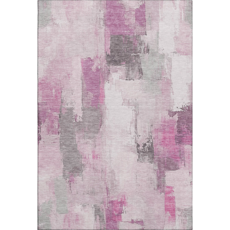 Premium Machine Washable Pinkston Abstract Rug, Rectangle 5' x 7'6"